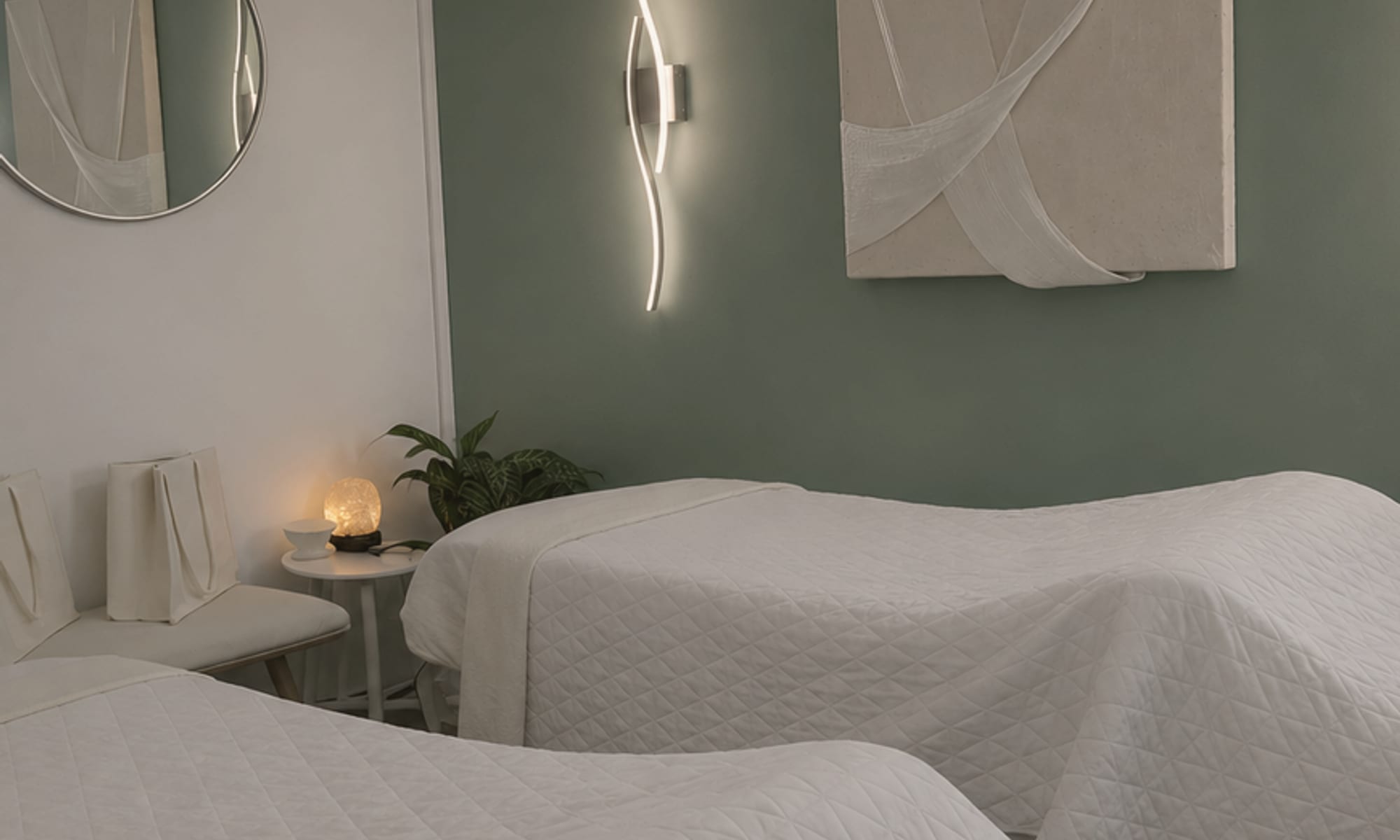 The couples massage room at Studio M Day Spa